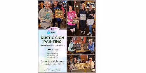 Holiday Rustic Sign Painting \u2013 Dec. 18 at Captain\u2019s Cabin Pub