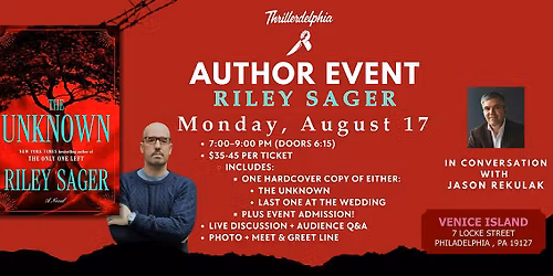 Riley Sager \u2013 Live in Conversation + Signing