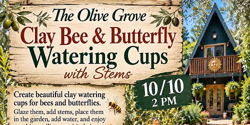 Clay Bee Butterfly and Bee Watering Cups
