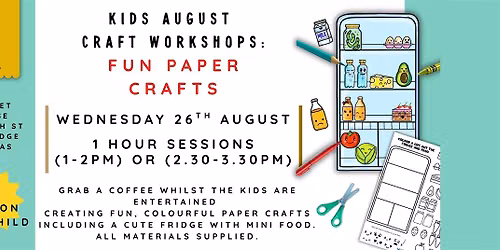 1-2pm : KIDS WORKSHOP: FUN PAPER CRAFTS KAWAII