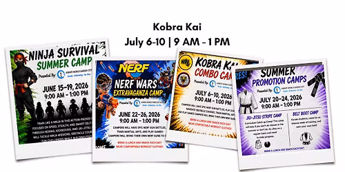 Kobra Kai Combo Camp 2026 | July 6\u201310 | 9 AM\u20131 PM daily