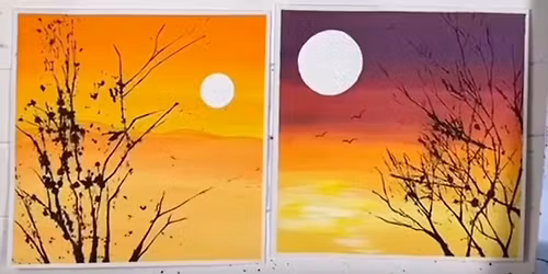 Twig Art- Fall Sunset 14X14 canvas