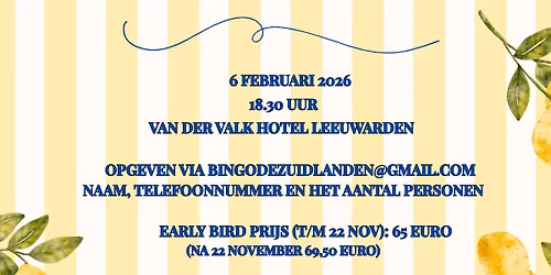 Italiaanse avond met muziek, lopend buffet en onbeperkt drinken.