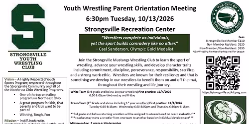 Strongsville Youth Wrestling Parent Orientation Meeting