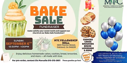 Bake Sale | Celebrating 101 Years in Ministry