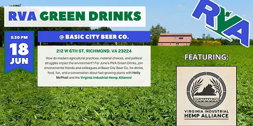 June 2026 RVA Green Drinks Gathering | Featuring Industrial Hemp Alliance