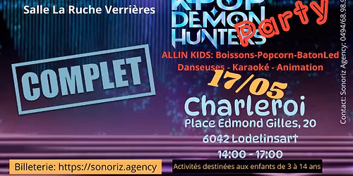 COMPLET!!!!   KPOP Party "CHARLEROI-LODELINSART" Apr\u00e8s-midi r\u00e9cr\u00e9ative pour enfants de 3 \u00e0 14 ans.