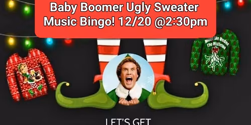 Baby Boomer Music Bingo Ugly Sweater 
