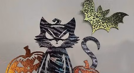 Cat and Bat Halloween Project Foil Class with Terri