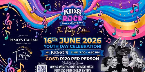 Remo's PE | KIDS ROCK - The Party Edition YOUTH DAY - Tues 16th June @3pm