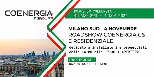 Roadshow Coenergia il 4.11.2026 a Milano SUD