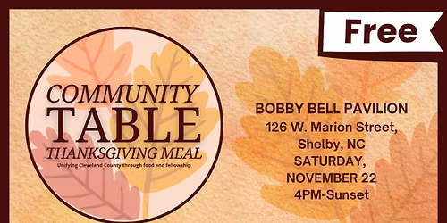 Community Table Thanksgiving Meal-Bobby Bell Pavilion