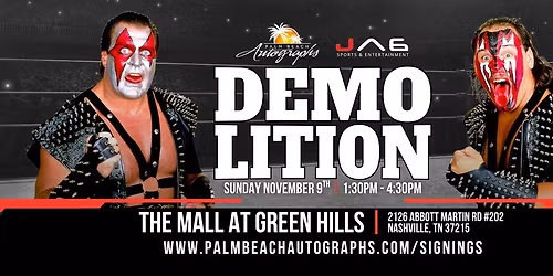 DEMOLITION (Axe & Smash) - Public Signings at the Nashville Store!