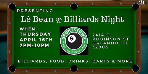 L\u00e8 Beans Monthly \u26a2 Billiards Night