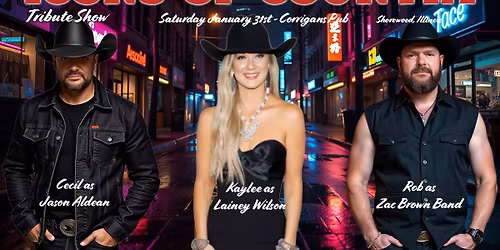Tributes to Jason Aldean, Lainey Wilson and Zac Brown Band LIVE at Corrigans Pub