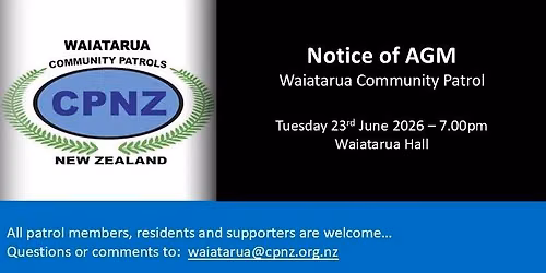 Waiatarua Community Patrol AGM 2026