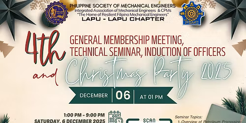 PSME Lapu Lapu 4th GMM, Technical Seminar, Induction of Officers and Christmas Party