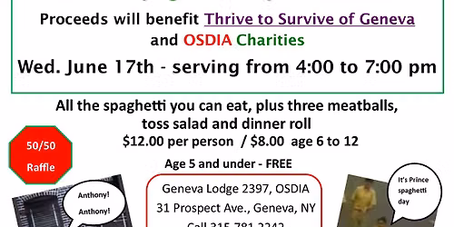 Sons & Daughters of Italy - Geneva Lodge 2397 Prince Spaghetti Day Fundraiser