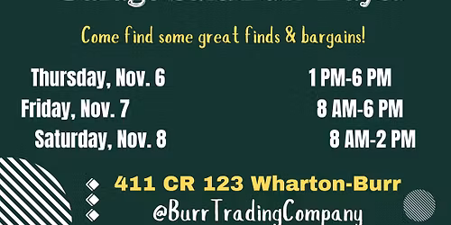 \ud83c\udf42Fall Wharton-County Wide Garage Sale\/Burr Days! \ud83c\udf42