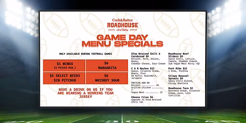 Sunday Football Bash $1 wings $2 tacos $5 Beer