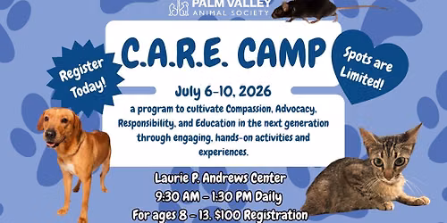 C.A.R.E. Camp July 6-10th at PVAS Laurie Andrews!\ud83d\udc3e\ud83d\udcda\ud83d\udd8d\ufe0f