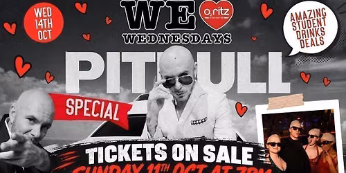 WE LOVE \u2764\ufe0f WEDNESDAYS \ud83d\udccdTICKETS ON SALE SUNDAY 7pm \ud83d\udccd - PITBULL SPECIAL! 1000'S OF FREE BALD CAPS! Manchester's Biggest Student Night! 