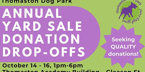TDP Annual Yard Sale DONATION DROP OFFS