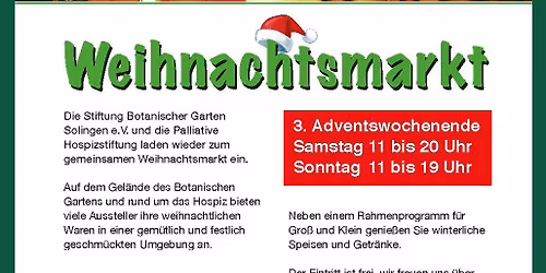 Weihnachtsmarkt im Botanischen Garten & vor dem Hospiz