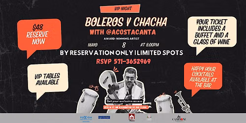 NOCHE VIP BOLEROS Y CHACHA — i’l campione, an Italian spot. (Inside of Squash On Fire 3rd Floor)