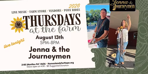 Thursdays at the Farm with LIVE MUSIC from Jenna & the Journeymen