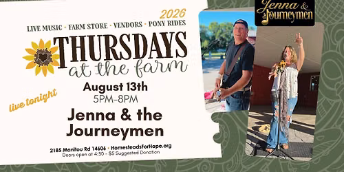 Thursdays at the Farm with LIVE MUSIC from Jenna & the Journeymen
