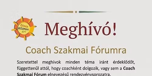 Coach Szakmai F\u00f3rum