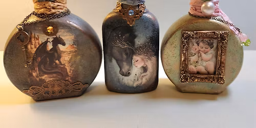 Mini Decoupage Art Bottles
