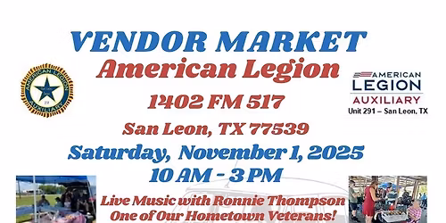 * Vendor Market * Nov 1st * Stop By! Next one is March 7th with a Car Show