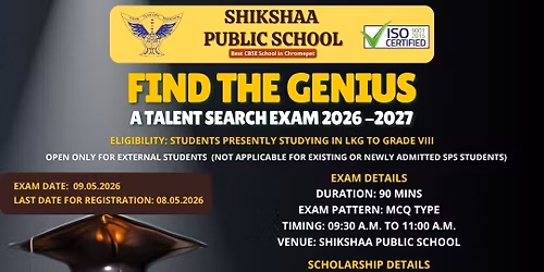 FIND THE GENIUS A TALENT SEARCH EXAM 2026 -2027