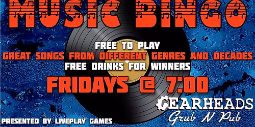 Music Bingo at Gearheads