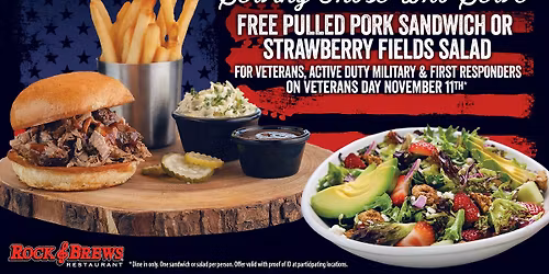 Veterans Day - Free Meal for Veterans, Active Duty Military, & First Responders