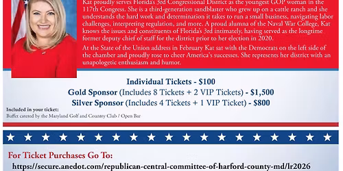 Harford Lincoln Reagan Dinner Featuring Rep. Kat Cammack