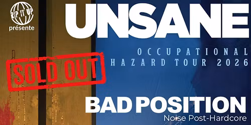 UNSANE (noise rock \/ USA) + BAD POSITION + WE ARE WONDERFUL @ Cold Crash