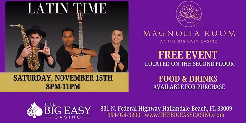 FREE SALSA NIGHT WITH LATIN TIME BAND! SATURDAY!