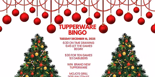 December Tupperware Bingo\ud83d\udd34\ud83d\udfe2\ud83d\udd35\ud83d\udfe2\ud83d\udd34in Ocala!\ud83e\udd73