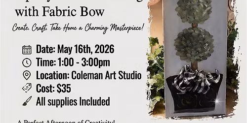 Topiary Canvas Painting with Fabric Bow