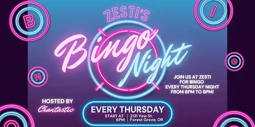 Bingo Night at Zesti - Every Thursday Night