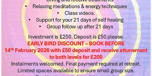 Usui Reiki Levels 1 and 2 Attunement