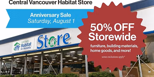 Central Vancouver Habitat Store Anniversary Sale 