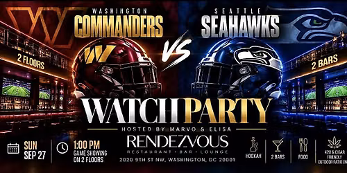 Commanders vs. Seahawks Watch Party at Rendezvous