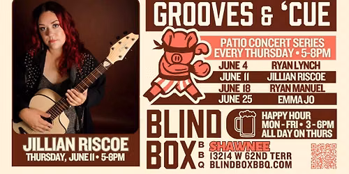 Free Concert Series: Jillian Riscoe on Thursday, JUNE 11 from 5-8PM in Shawnee