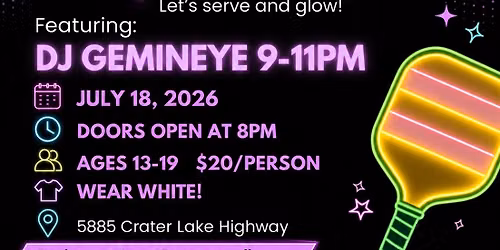 Glow in the Dark Pickleball Party (Ages 13-19)