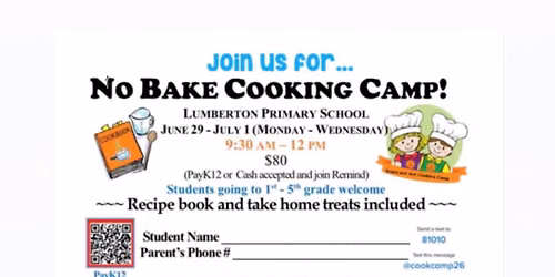 No Bake Cooking Camp \ud83d\udc69\u200d\ud83c\udf73