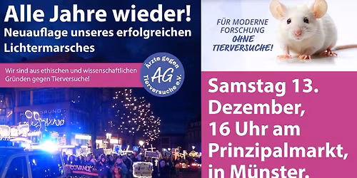 Lichtermarsch f\u00fcr die Tiere in den Laboren!